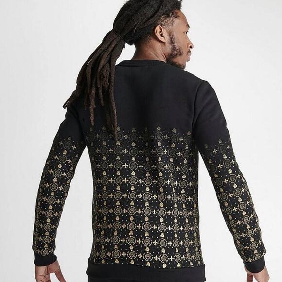 Supply & Demand Black and Gold Monogram Crew Neck Sweatshirt Mens Size S - Picture 2 of 10